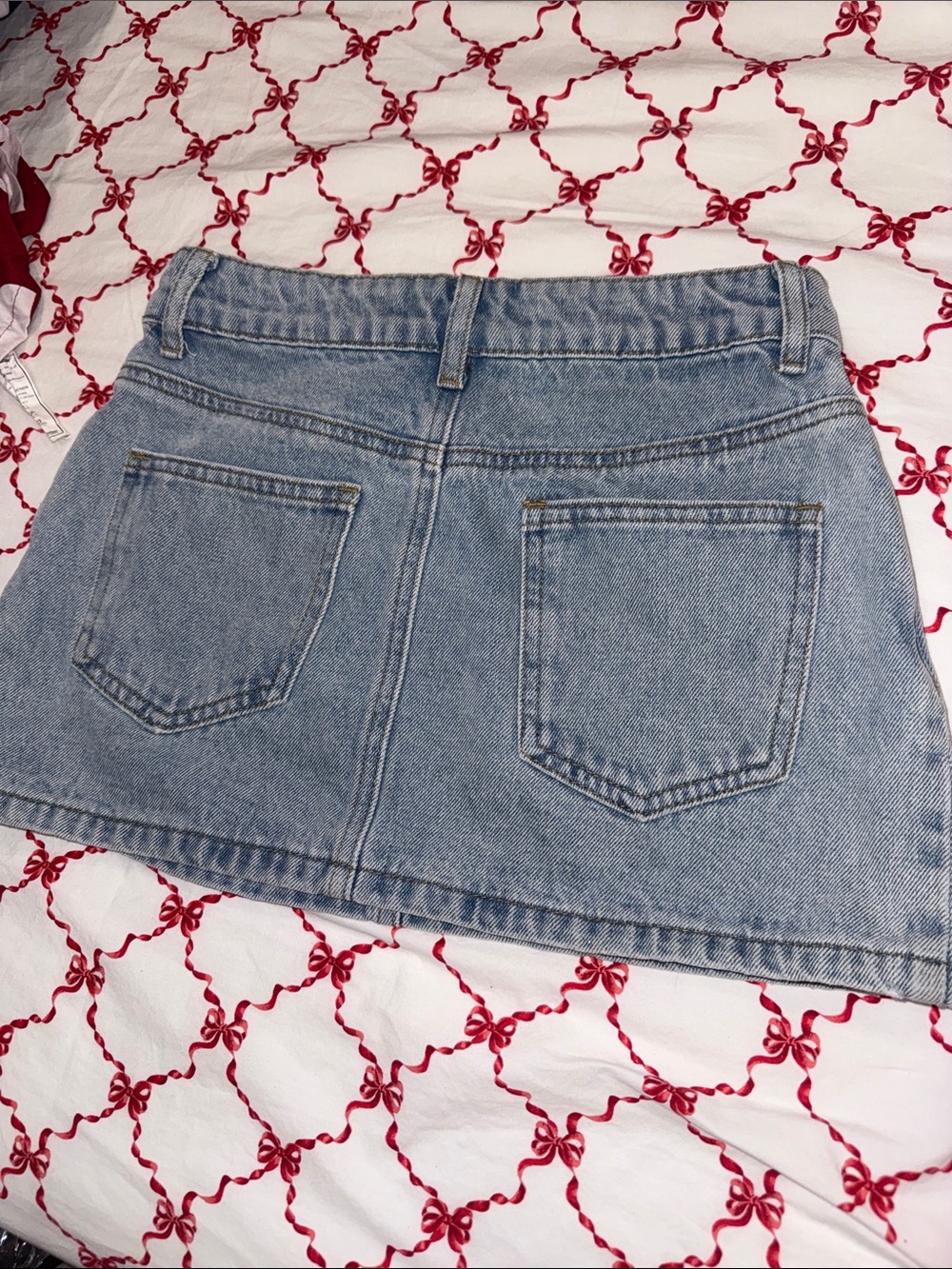 Edikted Light Blue Denim Mini Skirt with Back Pockets